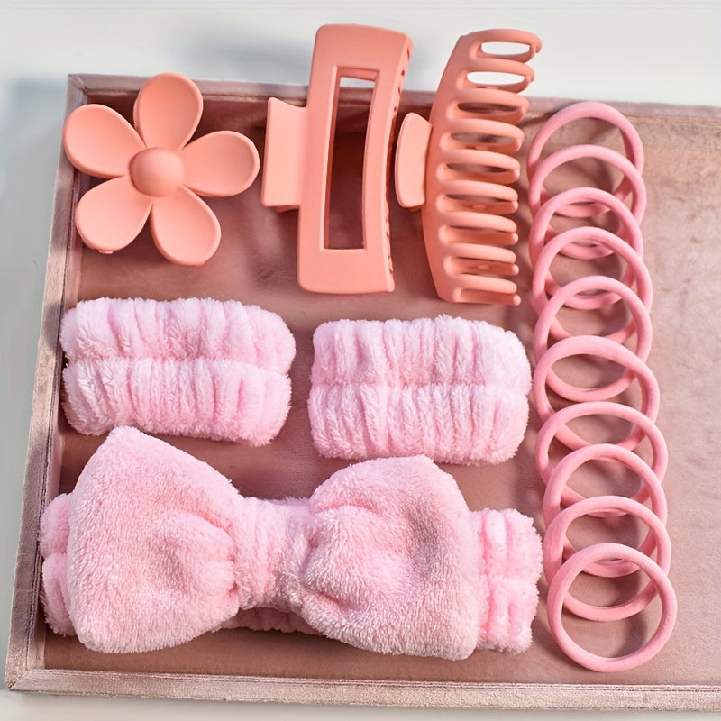 16-Piece Face Wash Band & Sponge Set – Multicolor Headbands & Wristbands