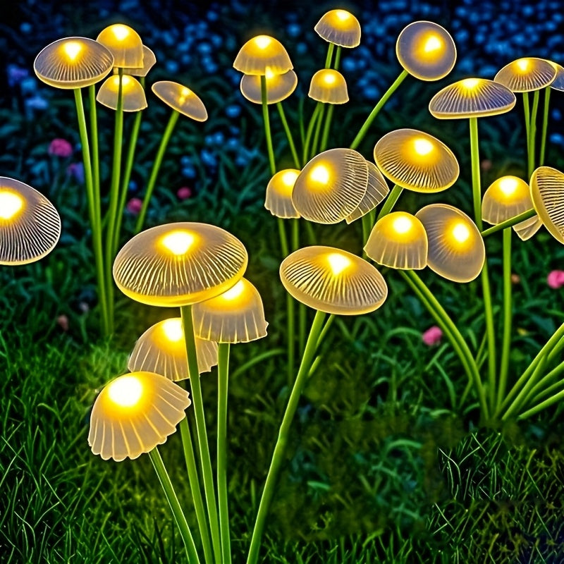 Solar 6/ 8/ 10 LED Jellyfish Mushroom Lights, Garden Landscape Lights, Outdoor Ground-plug Lawn Lights, Garden Decoration Lights, Doliday Garden Lights