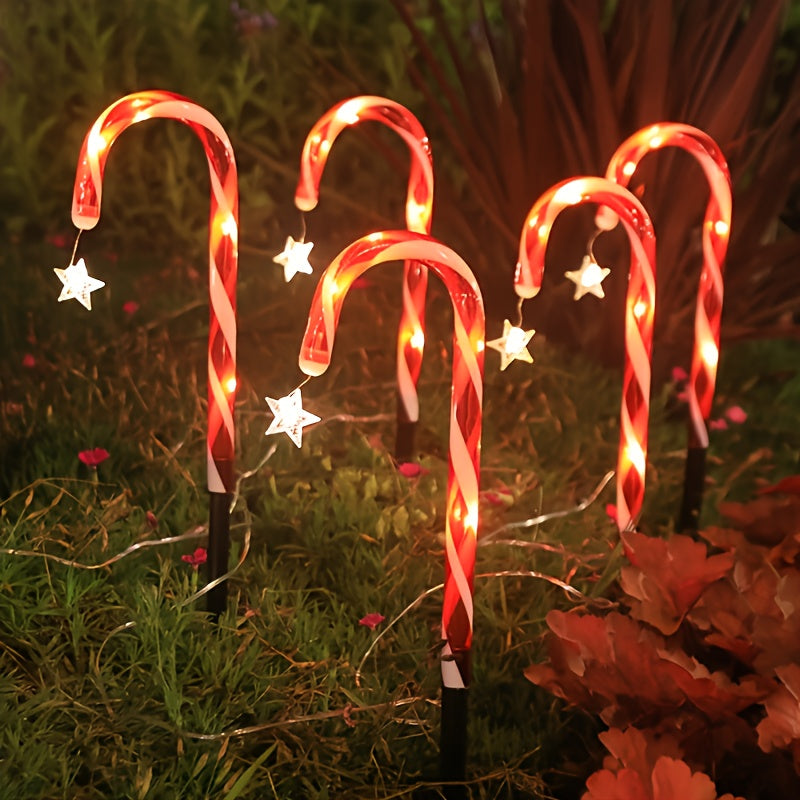 Christmas Candy Cane Lights, Solar-Powered Christmas Decoration Lighting for Holiday Gifts, Outdoor Christmas Decorations, Christmas Home Decor, Festive Lighting, Seasonal Decorations, Candy Cane Design, Holiday Light Display