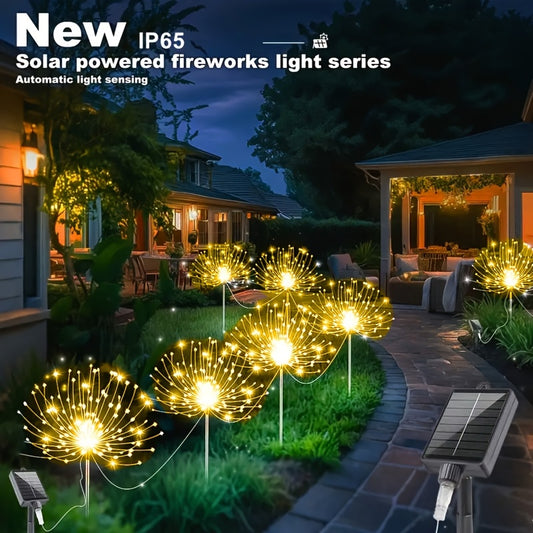 6pcs/4pcs Solar Fireworks Landscape Lights - Outdoor Garden Solar Lights, Smart Light Sensor, 8 Lighting Modes, Outdoor Decorations for Patio, Pool, Pathway, Camping, Wedding - 480/320 LED Options, Perfect for Halloween, Chri