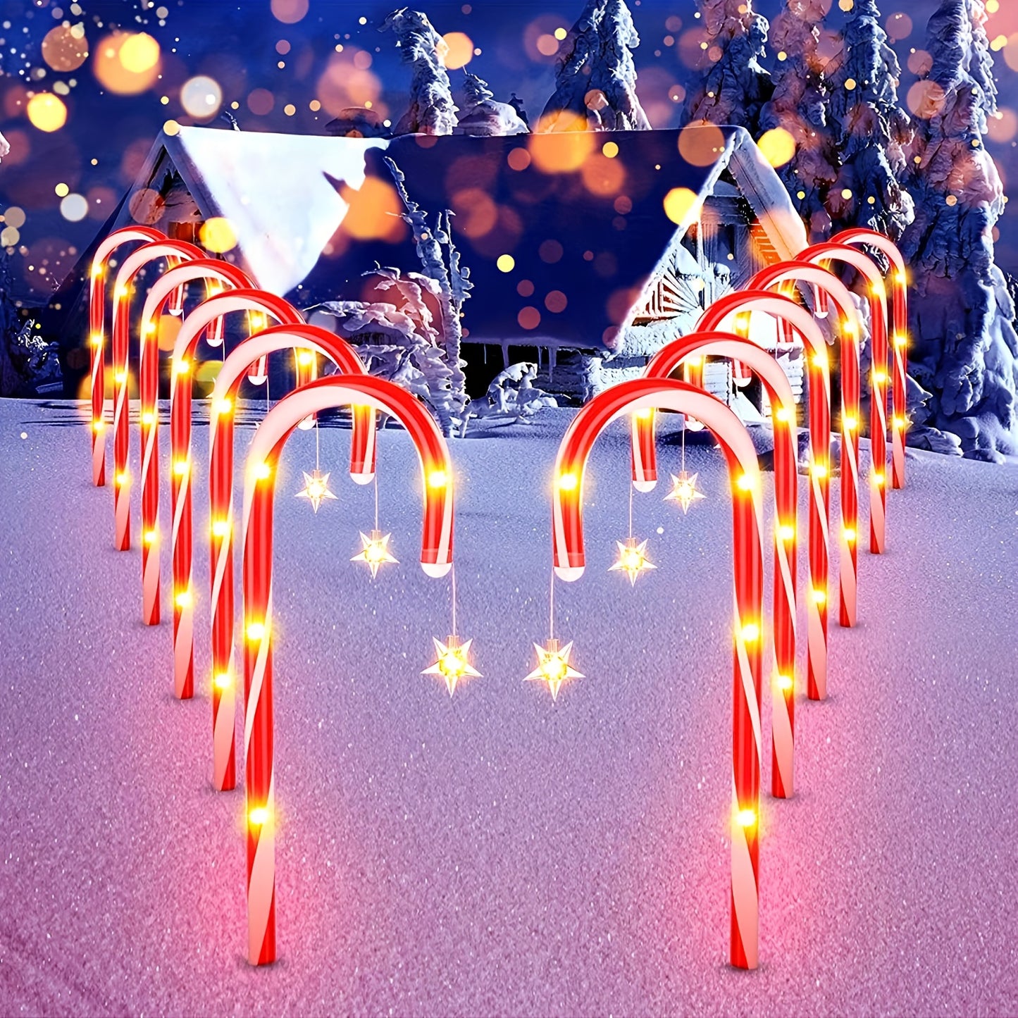 Christmas Candy Cane Lights, Solar-Powered Christmas Decoration Lighting for Holiday Gifts, Outdoor Christmas Decorations, Christmas Home Decor, Festive Lighting, Seasonal Decorations, Candy Cane Design, Holiday Light Display