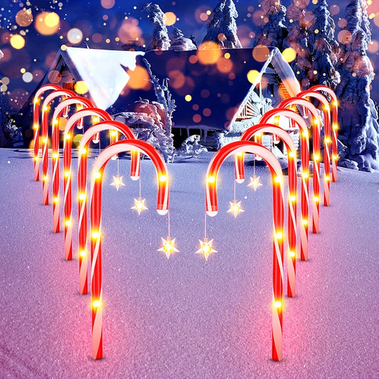 Christmas Candy Cane Lights, Solar-Powered Christmas Decoration Lighting for Holiday Gifts, Outdoor Christmas Decorations, Christmas Home Decor, Festive Lighting, Seasonal Decorations, Candy Cane Design, Holiday Light Display