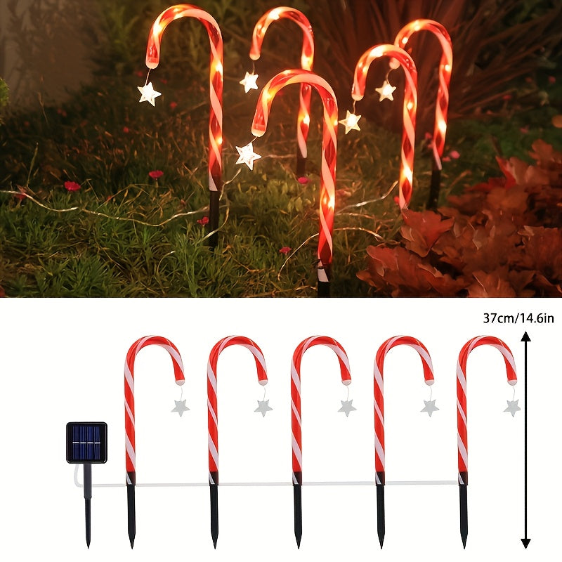 Christmas Candy Cane Lights, Solar-Powered Christmas Decoration Lighting for Holiday Gifts, Outdoor Christmas Decorations, Christmas Home Decor, Festive Lighting, Seasonal Decorations, Candy Cane Design, Holiday Light Display