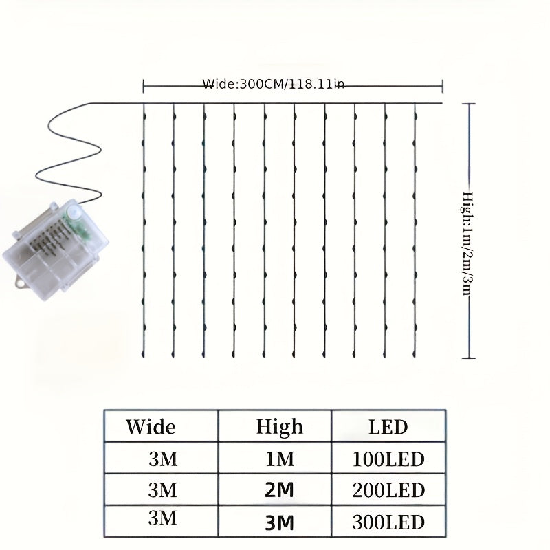[Fairy Curtain Lights] 2pcs Fairy Curtain String Lights | 8 Modes Battery Powered, Romantic Elegant Room Lights for New Year Wedding Home Bedroom Party Christmas and Seasonal Decor (Batteries Not Included)