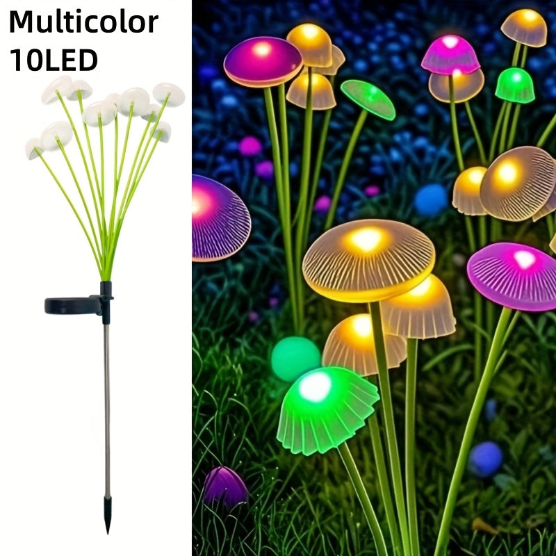 Solar 6/ 8/ 10 LED Jellyfish Mushroom Lights, Garden Landscape Lights, Outdoor Ground-plug Lawn Lights, Garden Decoration Lights, Doliday Garden Lights