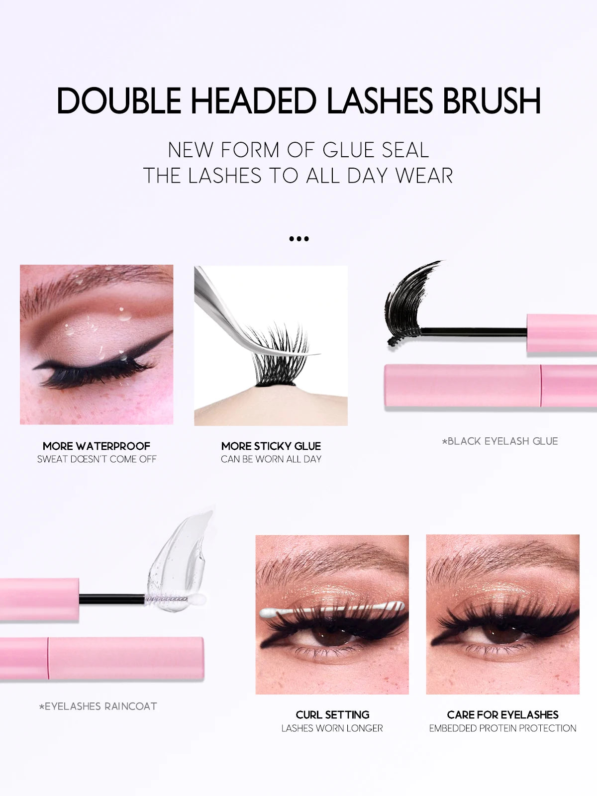 GROINNEYA LuxeCat DIY Lash Extension Kit – Mixed-Length Clusters with Bond, Seal & Tweezers