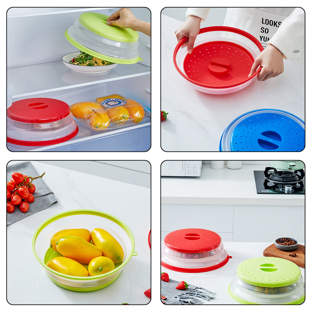 Microwave Splatter Cover Heating Folding Cover Silicone Fresh-keeping Cover Oil-proof Splash-proof Cover with Hook Cooking Lid