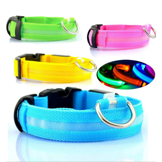 LumiPet™ LED Nylon Dog Collar &amp; Leash Set – Elegant Glow-in-the-Dark Safety for Night Walks