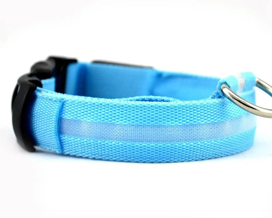 LumiPet™ LED Nylon Dog Collar &amp; Leash Set – Elegant Glow-in-the-Dark Safety for Night Walks