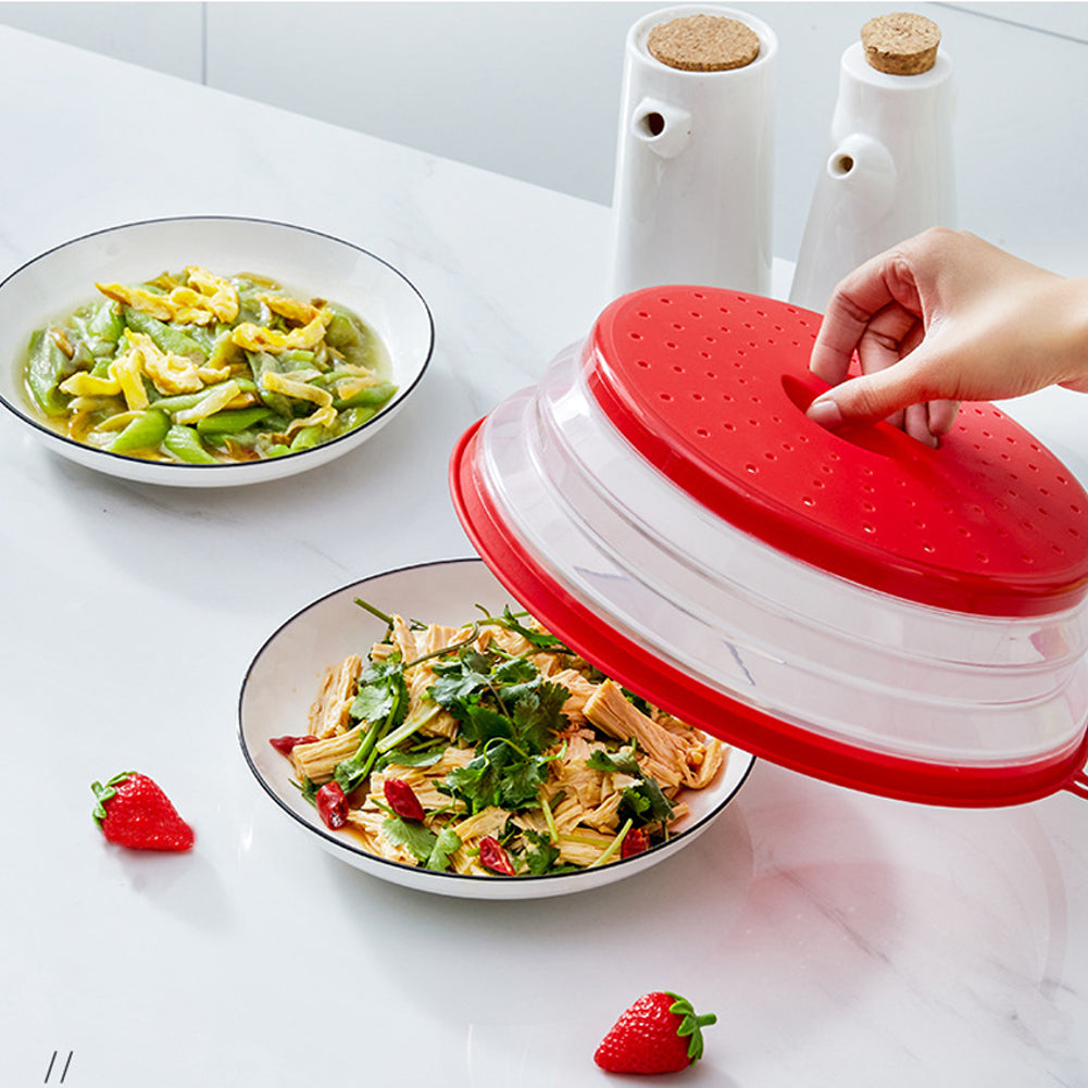 Microwave Splatter Cover Heating Folding Cover Silicone Fresh-keeping Cover Oil-proof Splash-proof Cover with Hook Cooking Lid