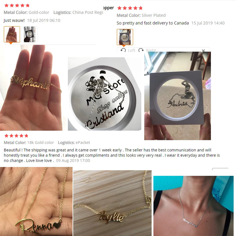 Personalized Name Necklace Gold Stainless Steel Name Necklace Customized Name Necklaces,Custom Pendant, Charm Women Jewelry Gift
