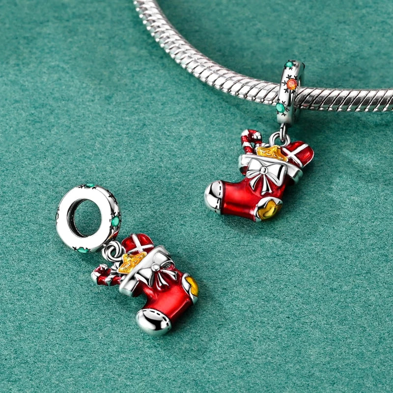 Ladies' Christmas Bead Pendant 925 Pure Silver Snowman Santa Claus Suitable Original Bracelet Exquisite DIY Jewelry Gift