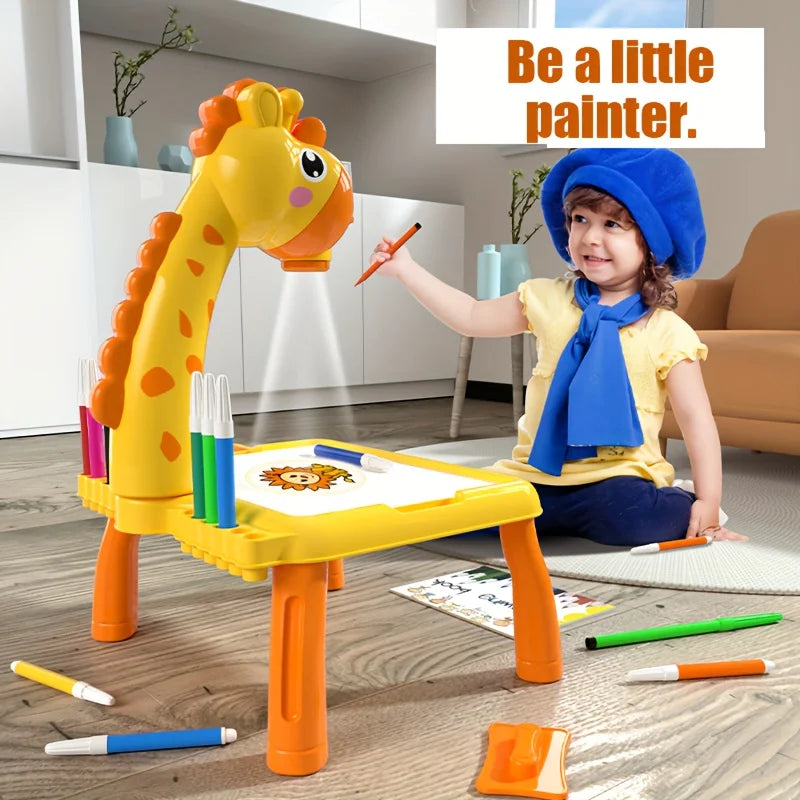Children led projector drawing table toy painting set table educational board learning tools painting toys for children