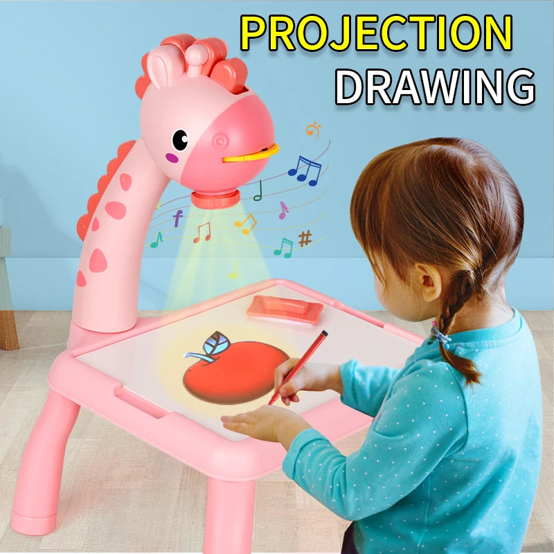 Deer projection drawing board Light music learn large drawing table boys and girls puzzle graffiti writing board birthday gift