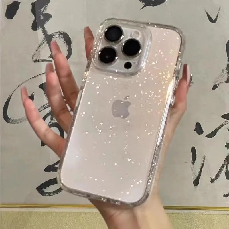 LuxeGlow™ Glitter Clear Case – Sparkling Silicone Protection for iPhone 11 to 16 Series