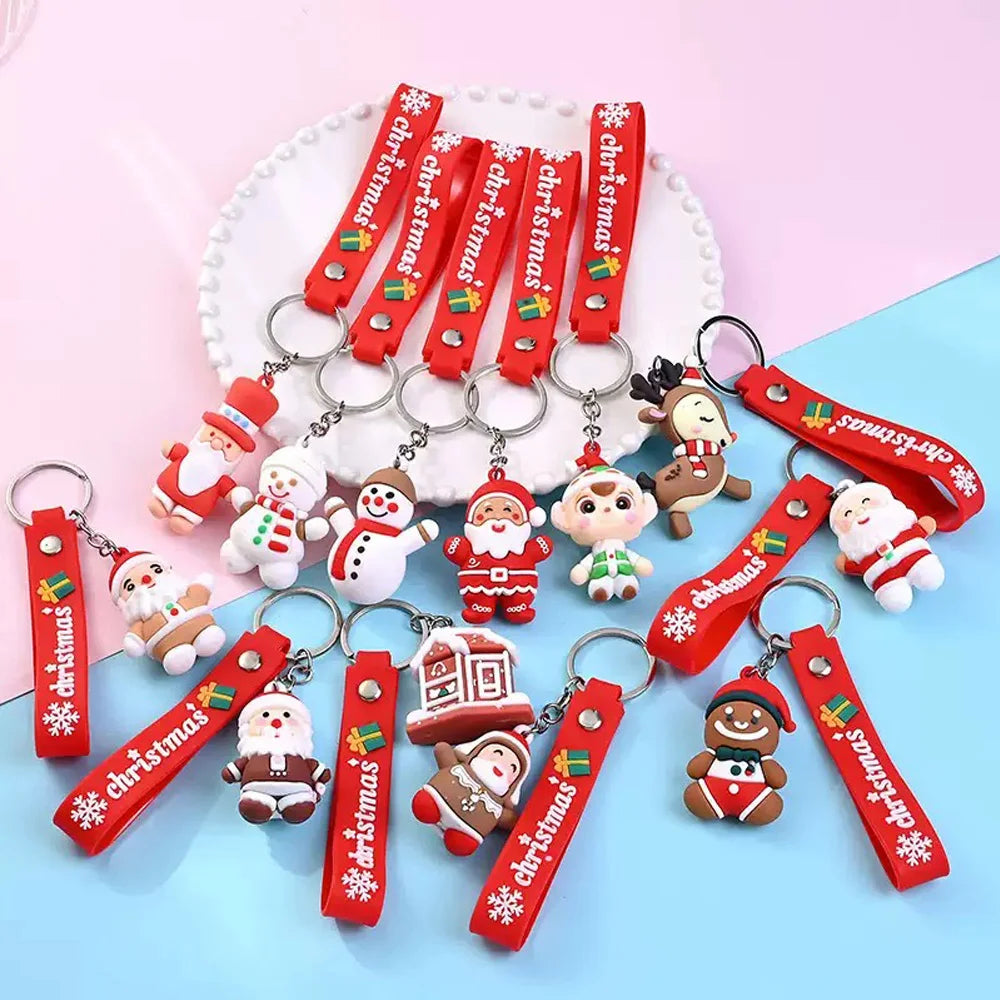 6PCS/3PCS/1PC - Cute Christmas with Pimp Keychain Cartoon 3D Santa Claus Pendant - Suitable for Christmas Gifts, Activities, Ope