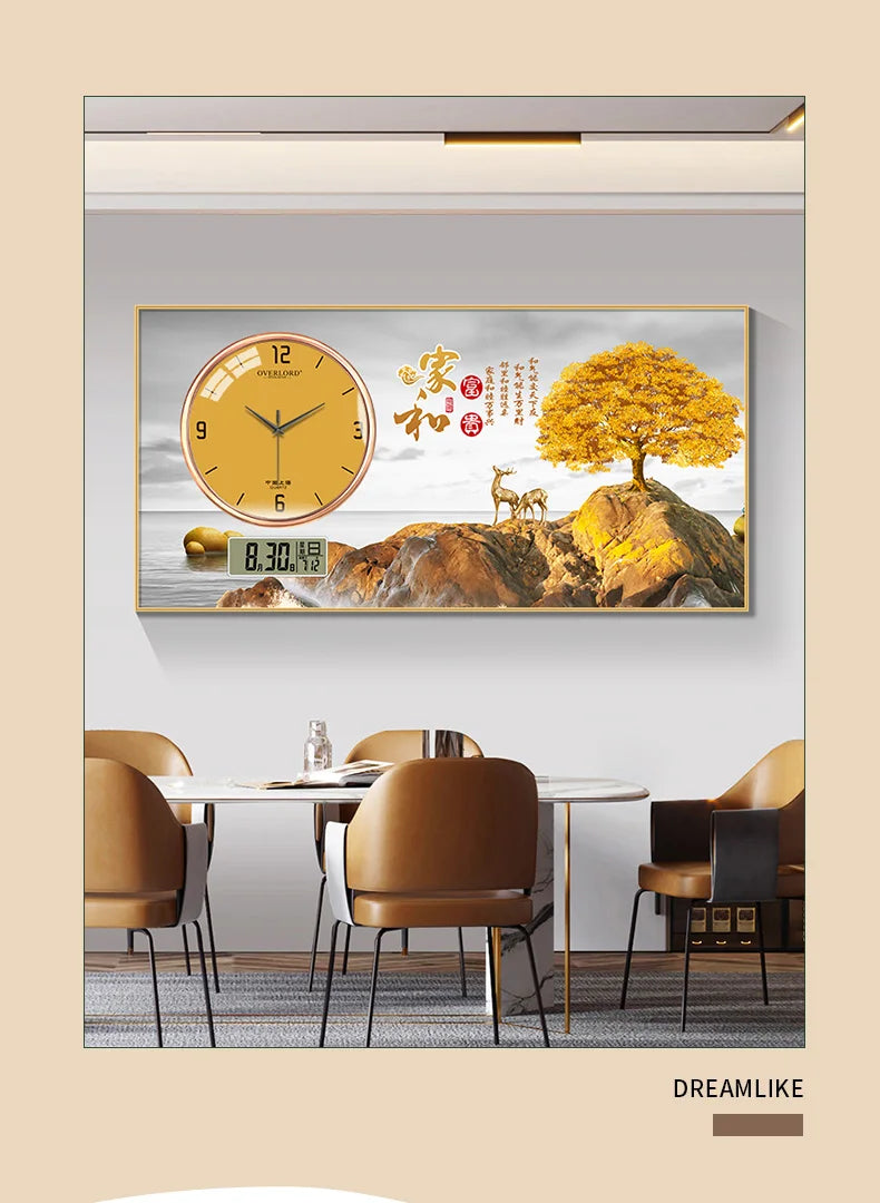 Modern light luxury perpetual calendar electronic clock wall clock living room decorative painting table wall clock
