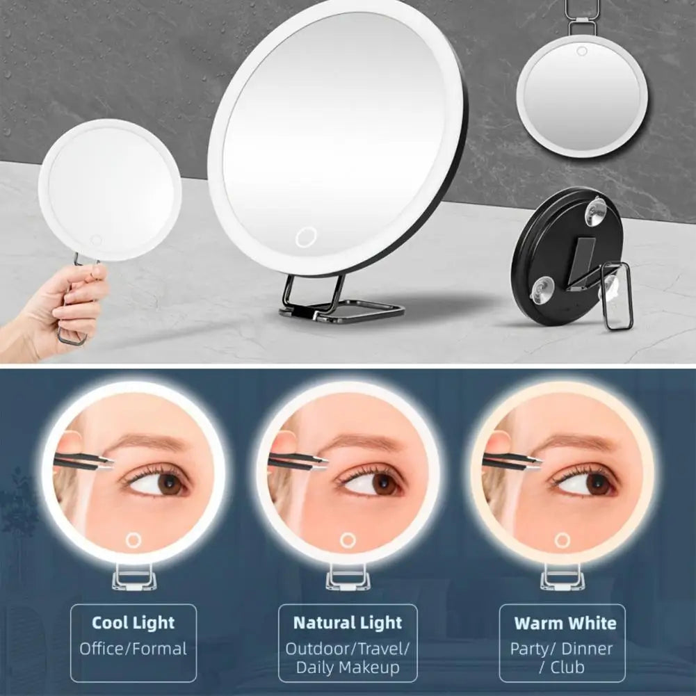10/20/30X Magnifying Mirror With LED Light Tweezers 360 Degrees Rotary Wall Hanging Desktop Magnified Makeup Vanity Mirror Home