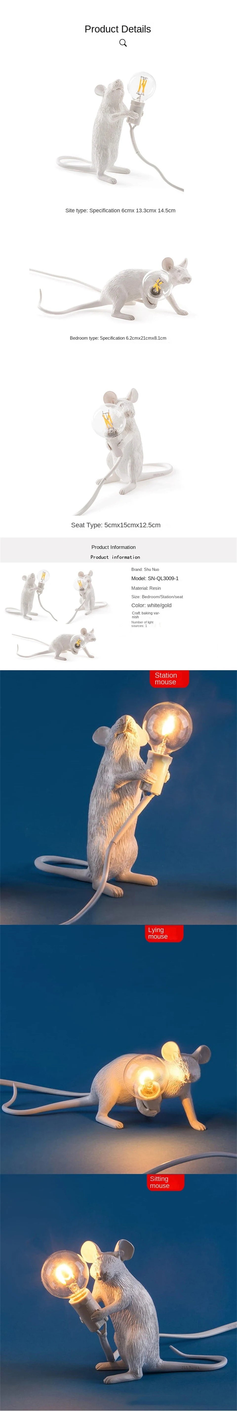 Nordic LED Table Lights Resin Animal Mouse Rat Cat Squirrel LED Night Lights Table Lamps Home Decor Desk Lamp Lighting Fixtures