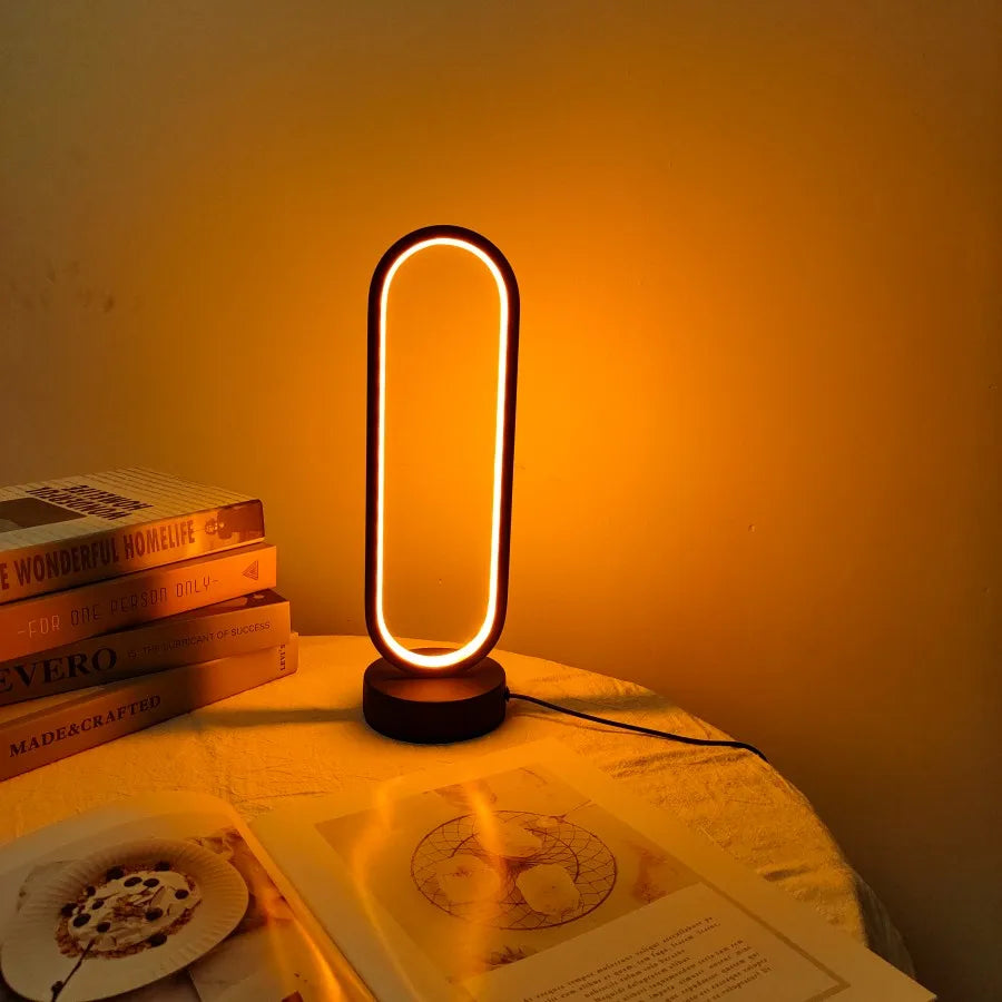 LED Ring Bedside Lamp – 3-Color Dimmable Night Light for Bedroom & Living Room