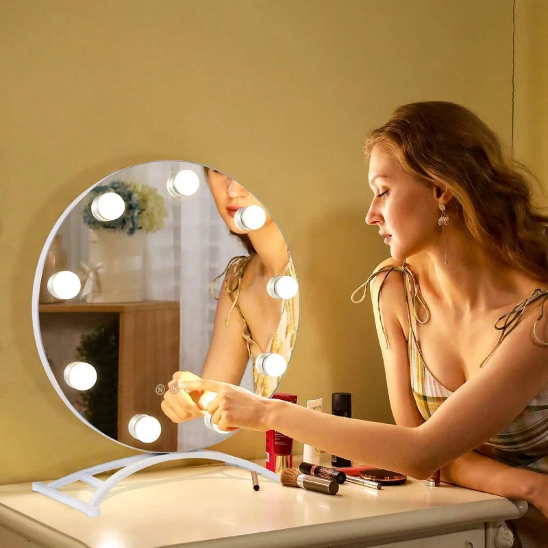 Makeup Mirror with Lights Lighted Cosmetic Vanity Mirror with Led Bulbs for Dressing Bedroom Tabletop Best Gifts for girl women