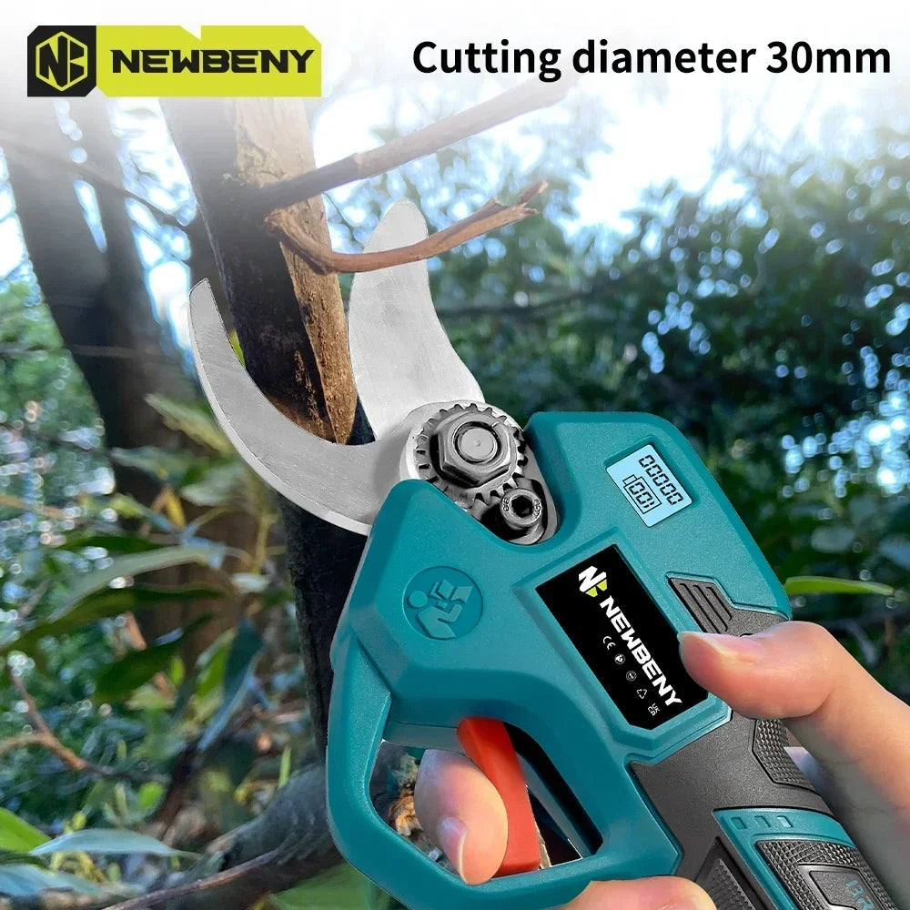 NEWBENY 30mm Brushless Electric Pruning Shears 4 Gear Cordless Garden Fruit Tree Bonsai Beautify Tool For  18V-21V Battery
