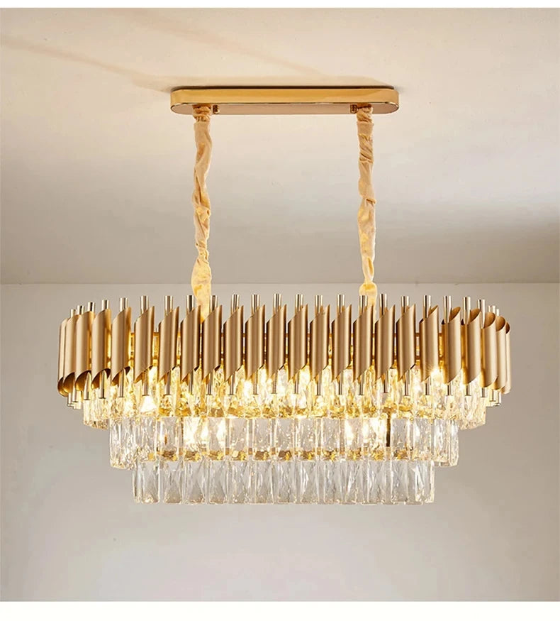 Villa Luxury Living Room Chandelier K9 Crystal Restaurant Pendant Lights Modern Ceiling Chandelier Dining Table Indoor Home Lamp