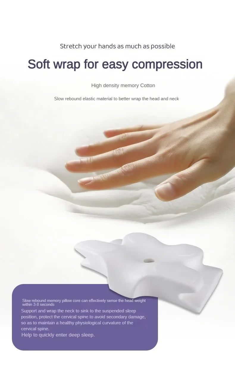 Butterfly-shaped memory foam neck pillow, slow rebound, orthopedic, relieves pain, aids sleep