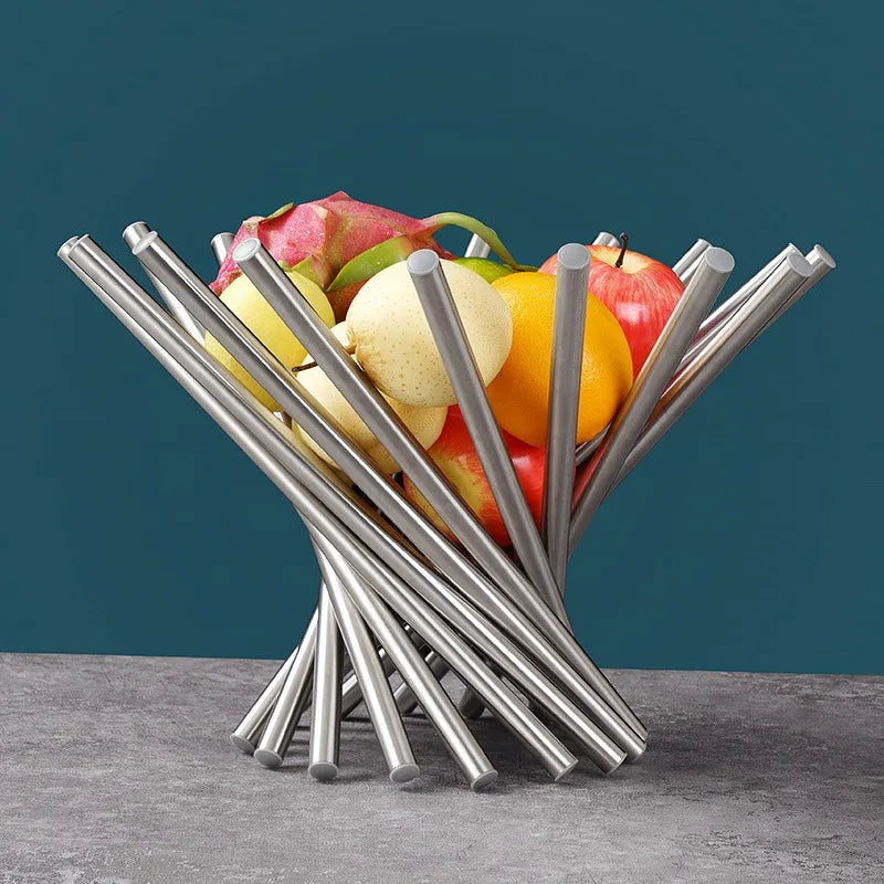Creative Stainless Steel Fruit Platter for Fashionable Home Office Storage Metal Organizer