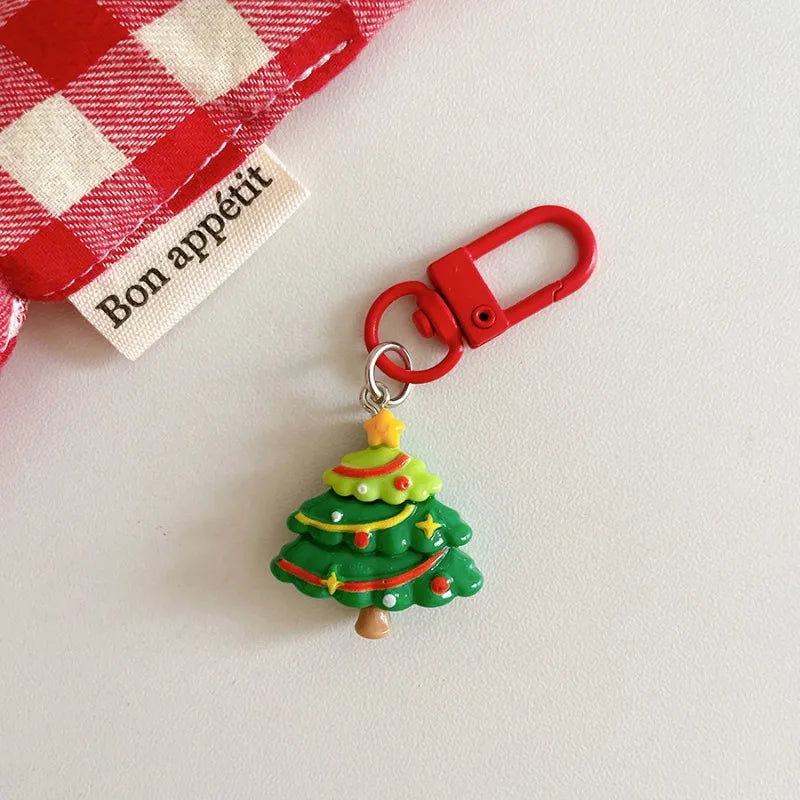 Cute Santa Claus Keychains Enamel Christmas Tree Wreath Keyrings Festival Gifts for Women Men Handbag Pendants
