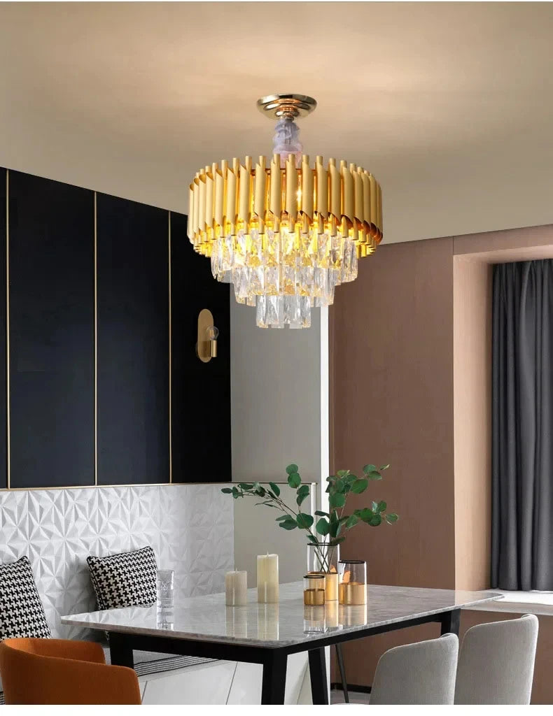 Villa Luxury Living Room Chandelier K9 Crystal Restaurant Pendant Lights Modern Ceiling Chandelier Dining Table Indoor Home Lamp