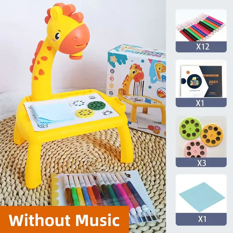 Children led projector drawing table toy painting set table educational board learning tools painting toys for children