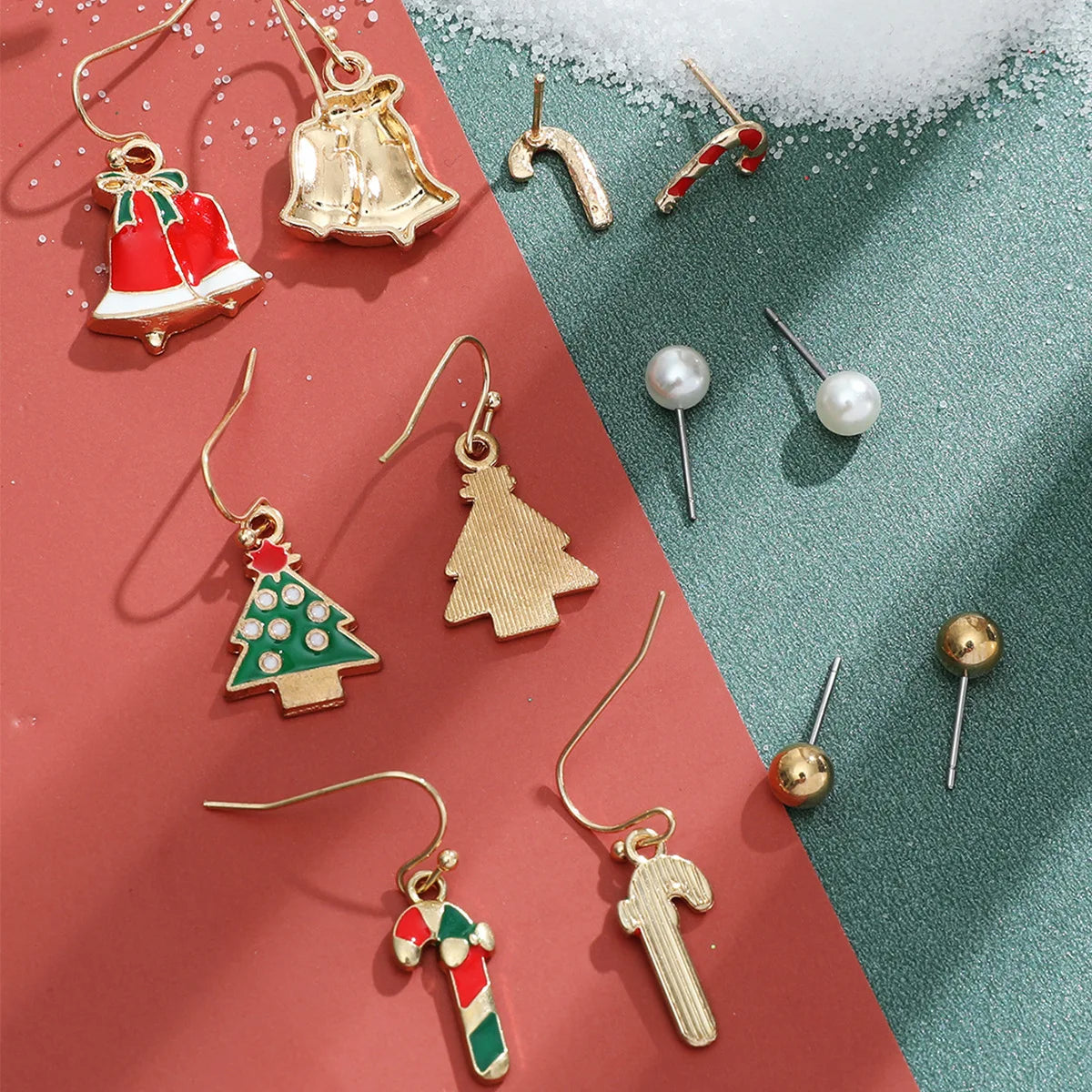 6 Pairs Christmas Earrings Xmas Tree Elk Snowman Santa Claus Cute Ear Stud Dangle Earrings Christmas Gifts For Women Girls Kids
