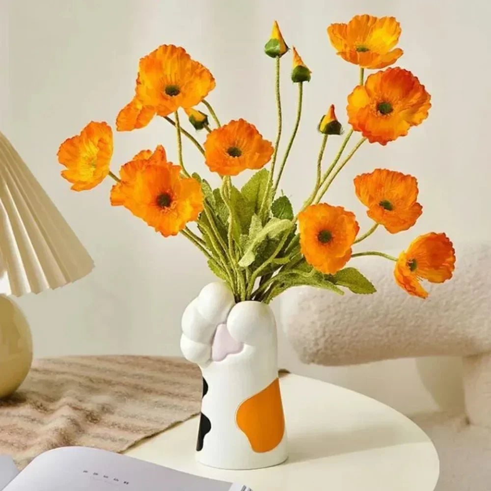 Vase Cat Claw Resin Craft Flower Pot Modern Desktop Cat Paw Ornaments Home Decoration Multifunction Simple Creative Cartoon Vase