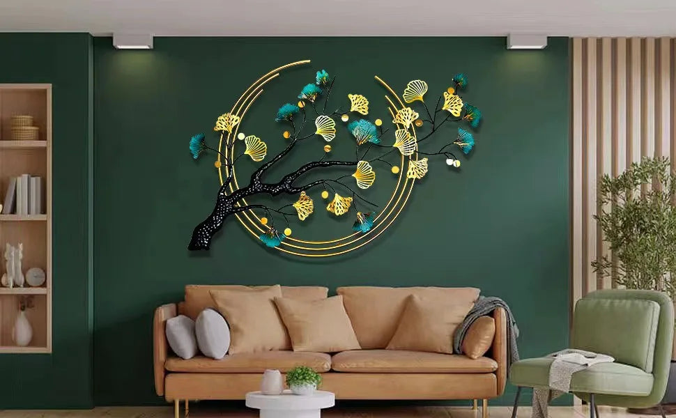 Creative Living Room TV Background 3D Leaf Metal Art Decor Bedroom Restaurant Modern Simplicity Room Decoration Accessories G