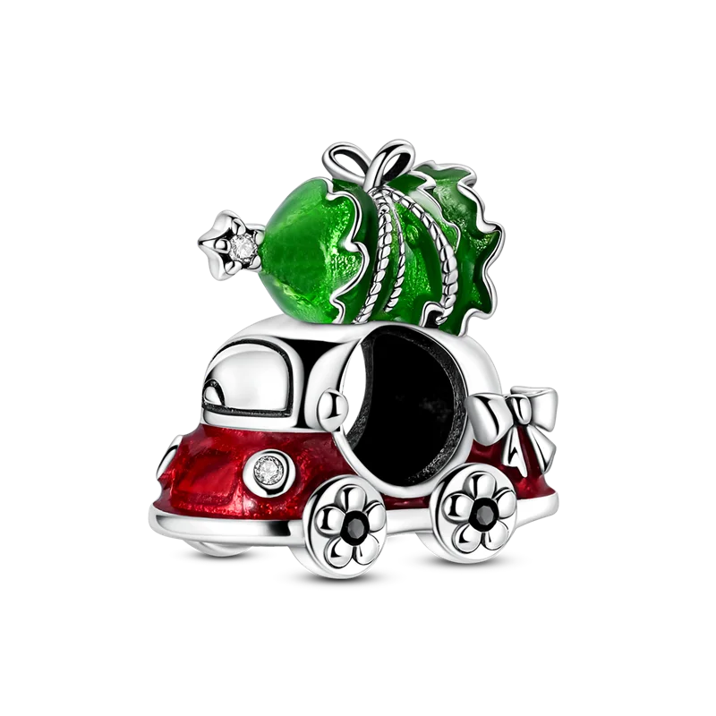 Ladies' Christmas Bead Pendant 925 Pure Silver Snowman Santa Claus Suitable Original Bracelet Exquisite DIY Jewelry Gift