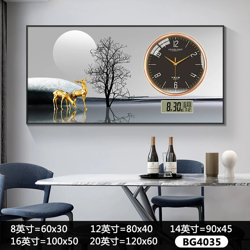 Modern light luxury perpetual calendar electronic clock wall clock living room decorative painting table wall clock