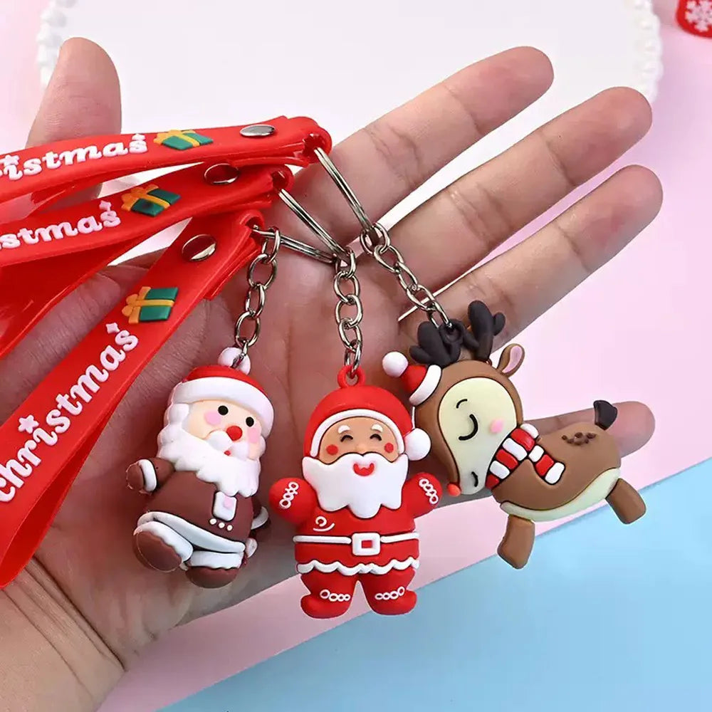 6PCS/3PCS/1PC - Cute Christmas with Pimp Keychain Cartoon 3D Santa Claus Pendant - Suitable for Christmas Gifts, Activities, Ope