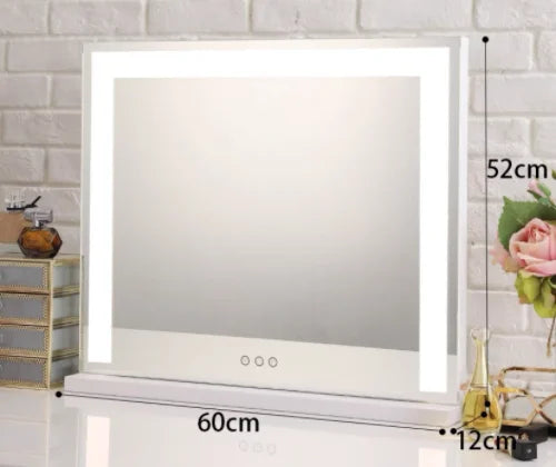 Large Vanity Mirror with Lights Lighted Makeup Mirrors with Dimmable LED Strips Tabletop for Women Dressing Room Bedroom