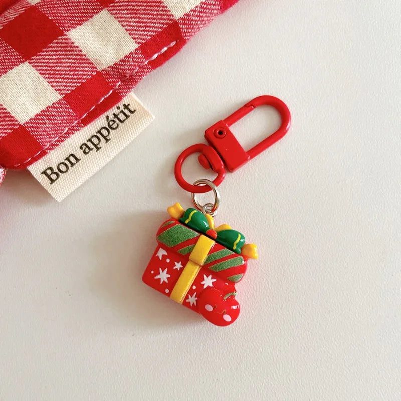 Cute Santa Claus Keychains Enamel Christmas Tree Wreath Keyrings Festival Gifts for Women Men Handbag Pendants