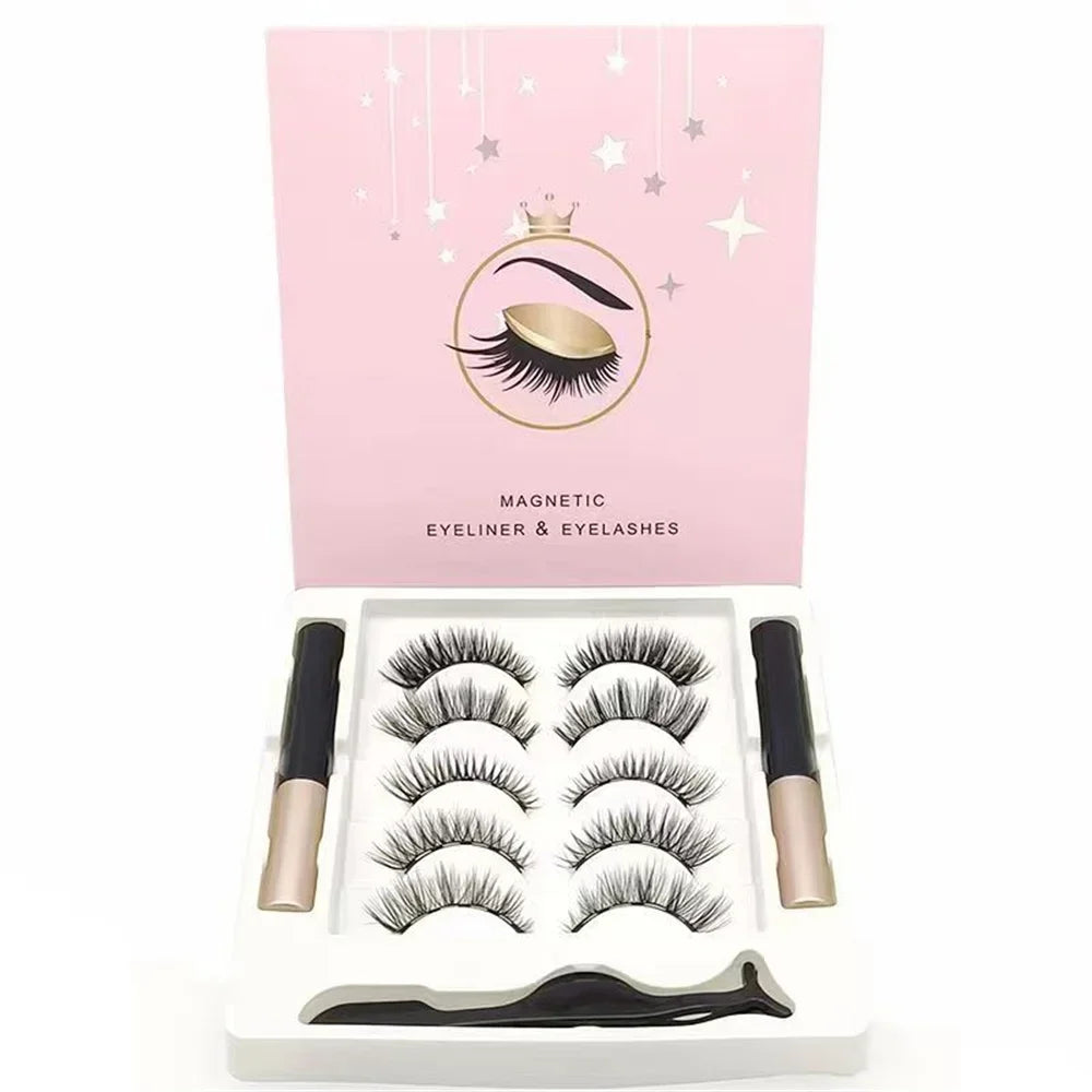 5 Pairs Magnetic Eyelashes Set Full Strip Natural Cilia False Eyeliner Dramatic Volume Thick Synthetic Eye Lashes Makeup