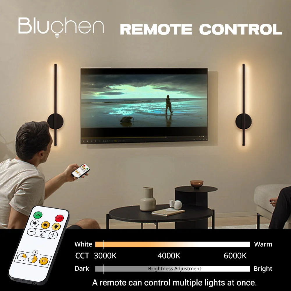 2 Pack Rechargeable Wall lights Interior Wall Sconces 80cm 50cm LED Wall Light with Remote Control for Gameroom Pegboard Bedroom