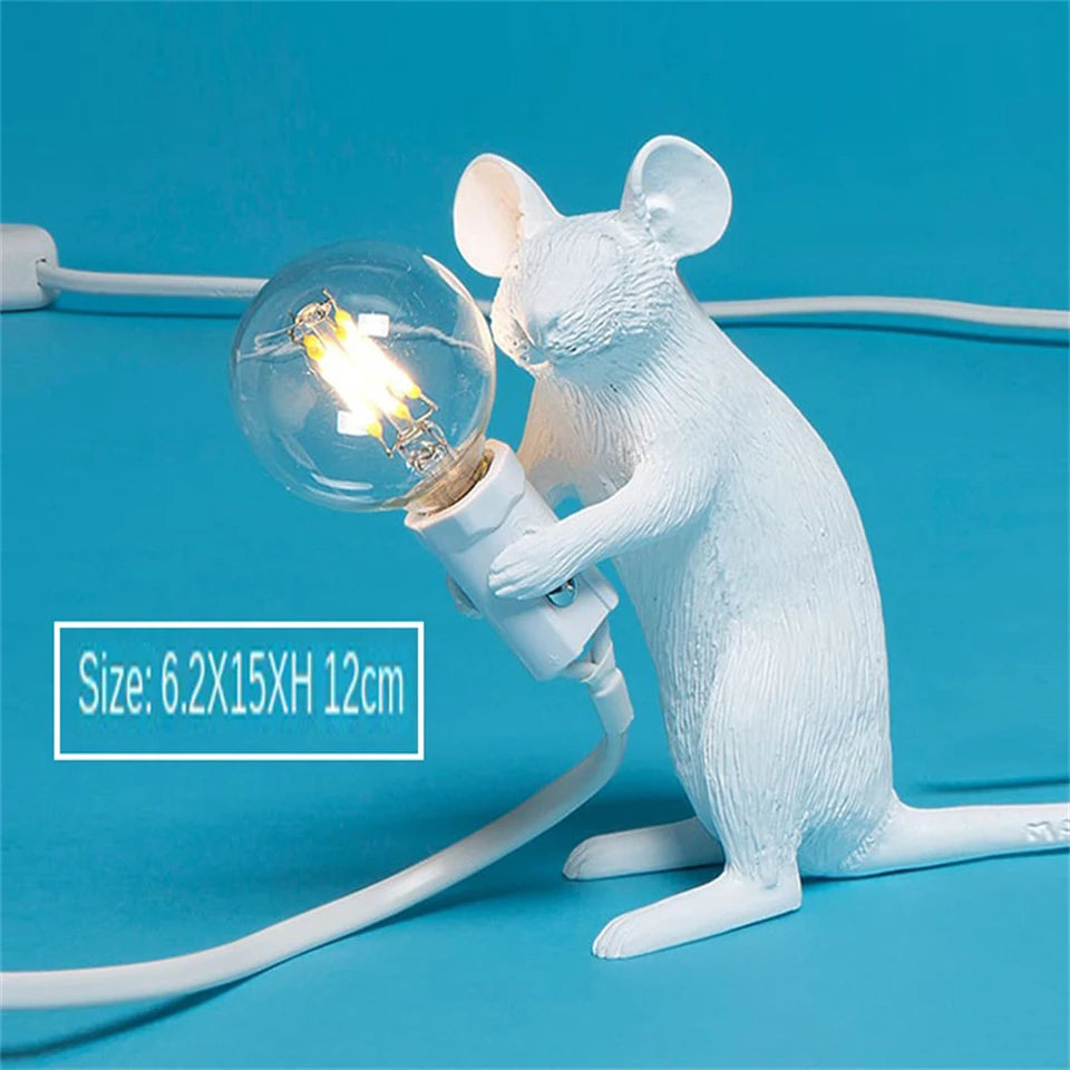 Nordic LED Table Lights Resin Animal Mouse Rat Cat Squirrel LED Night Lights Table Lamps Home Decor Desk Lamp Lighting Fixtures