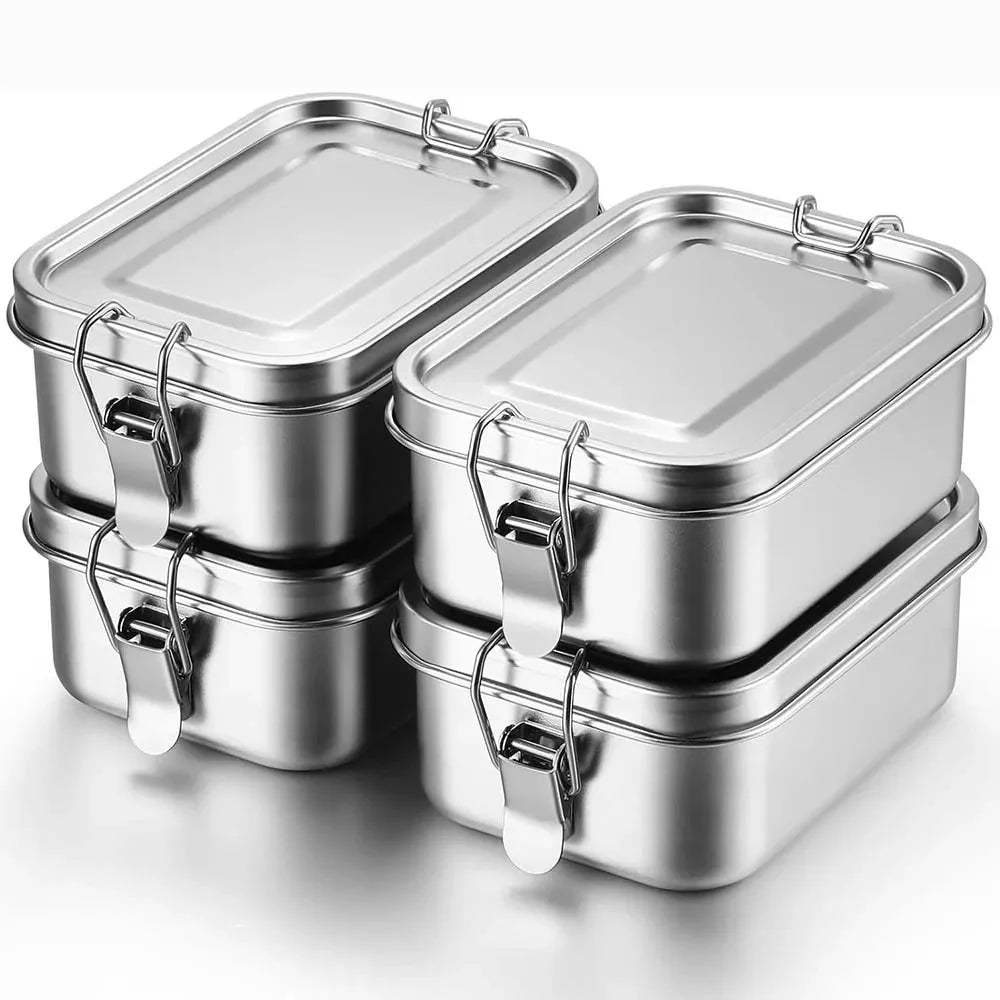 Stainless Steel Bento Box Metal Lunch Box Food Storage Containers with Lockable Clips Lunch Snack Boxes for Work,School