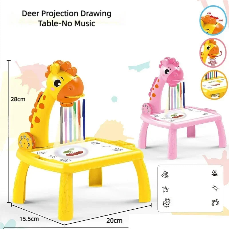 Kids' Creative LED Projector Drawing Table Toy, Multifunctional Educational Board with Rich Painting Set, Perfect Learning Tools