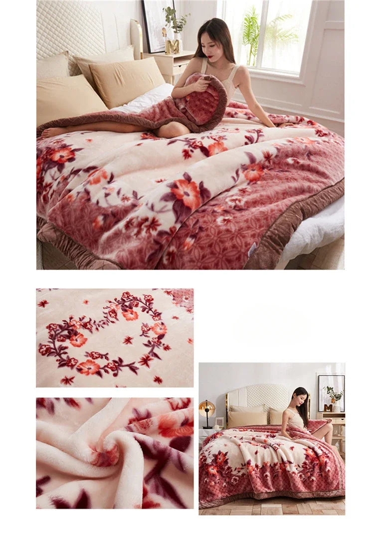 Soft Warm Weighted Blankets for Beds Thickened Quilt Duvet Soft Coral Fleece Flannel Blankets Double Side Plush Comforter Quilt