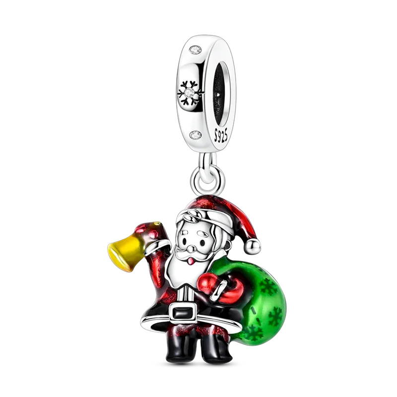 Ladies' Christmas Bead Pendant 925 Pure Silver Snowman Santa Claus Suitable Original Bracelet Exquisite DIY Jewelry Gift