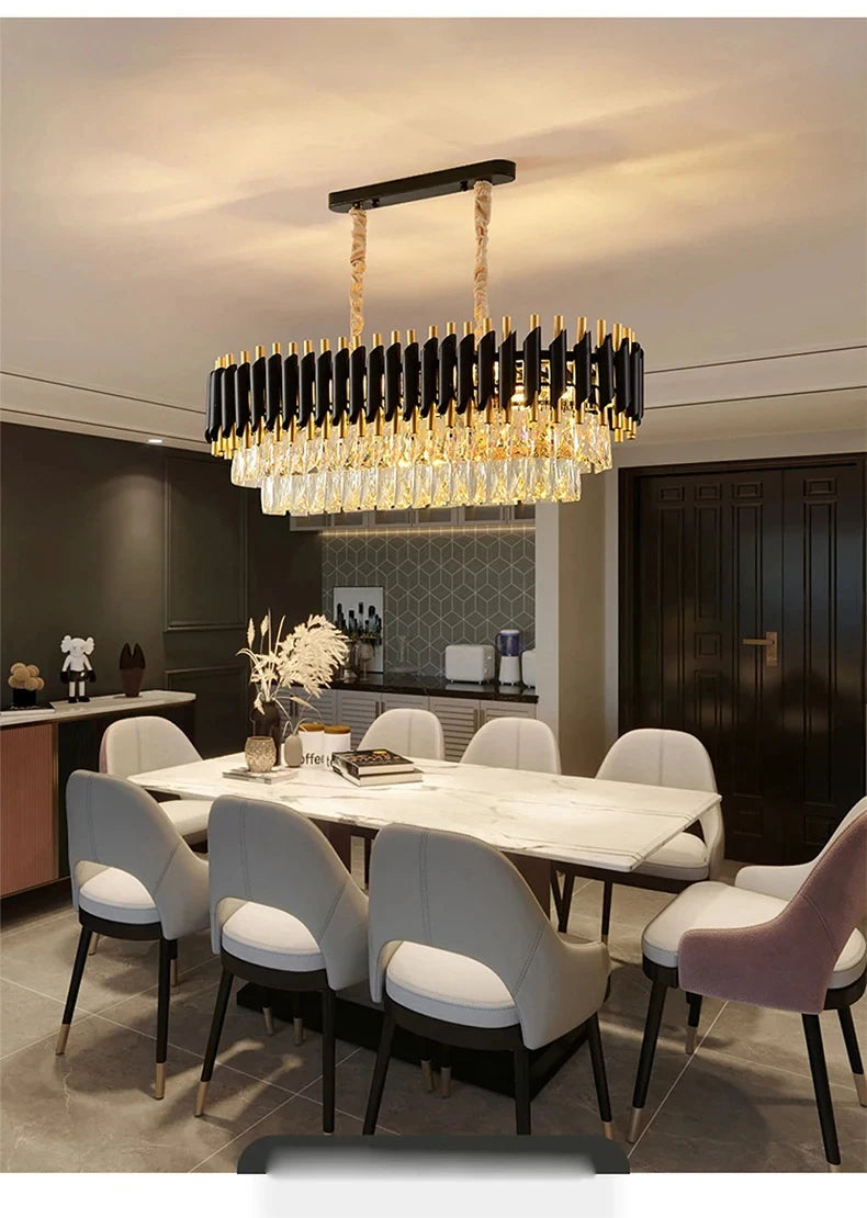 Villa Luxury Living Room Chandelier K9 Crystal Restaurant Pendant Lights Modern Ceiling Chandelier Dining Table Indoor Home Lamp