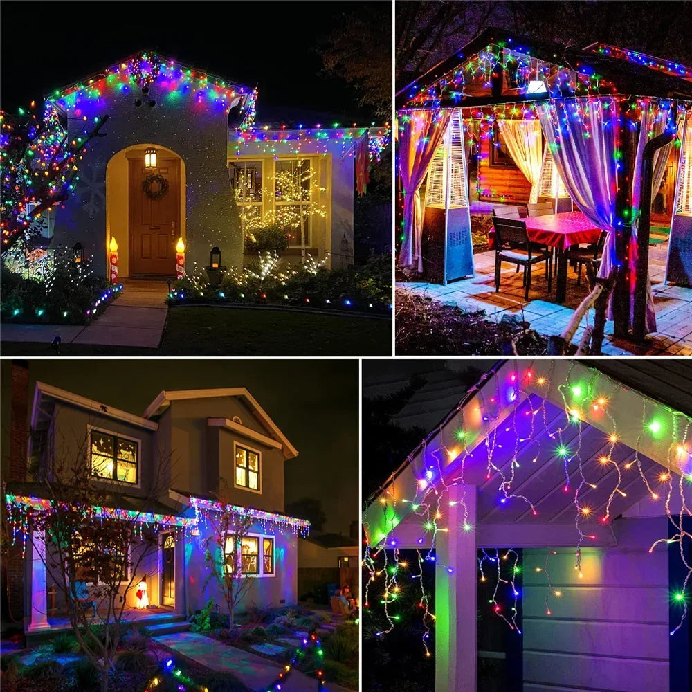 Christmas Decoration 2025 Fairy Lights Led lcicle String Lights Outdoor Curtain Garland Street Garland On The House Party 2026