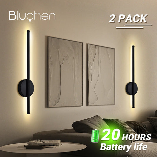 2 Pack Rechargeable Wall lights Interior Wall Sconces 80cm 50cm LED Wall Light with Remote Control for Gameroom Pegboard Bedroom